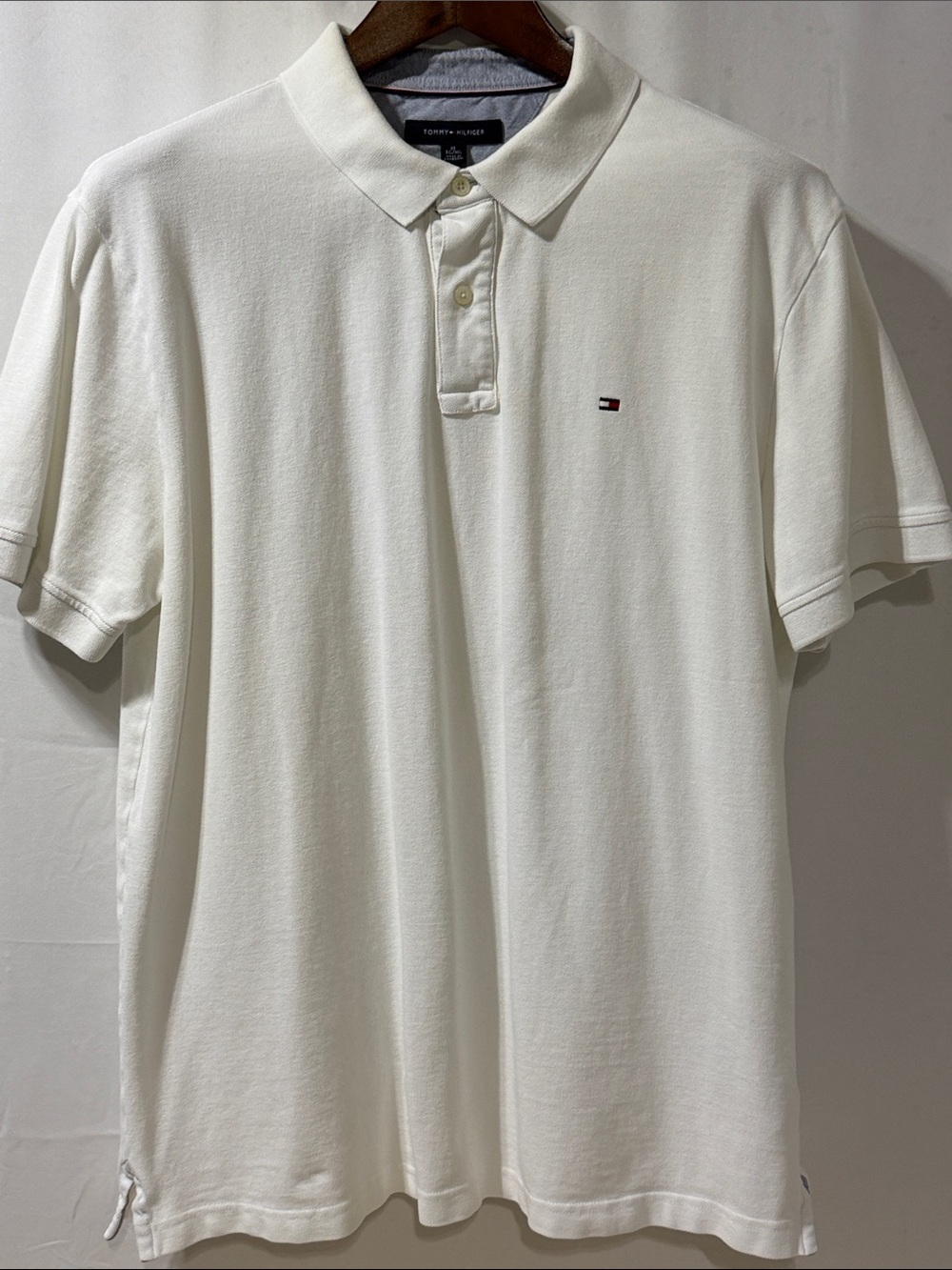 Tommy Hilfiger Men's White Polo with Signature Flag
